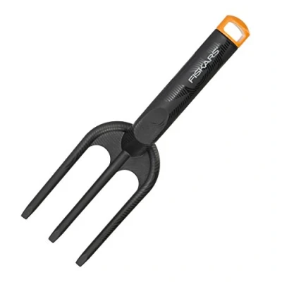 Imagen de Fiskars Horca para malas hierbas, Longitud: 26 cm, Material sintético reforzado con fibra de vidrio, Negro/Naranja, 1000696