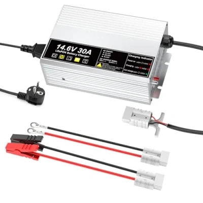 Imagen de 14,6V 30A Cargador de batería LiFePO4 para baterías Recargables Ciclo Profundo fosfato Hierro y Litio 12V (12,8V)