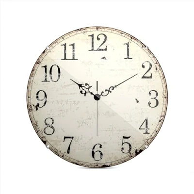 Imagen de Mebus Reloj de Pared Cuarzo, Mecanismo Movimiento Silencio, sin Ruido Ticktack, Cuarzo preciso, Cubierta Cristal cúpula, diseño Llamativo, Esfera árabe, diámetro: 20 cm