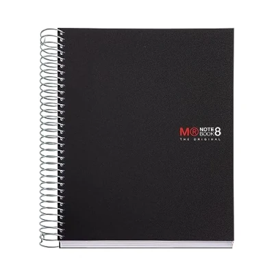 Imagen de Miquelrius Cuaderno Notebook The Original, 8 franjas de colores, Cubierta polipropileno opaco, Tamaño A5 (148 x 210 mm), 2 Taladros, 200 Hojas 70 g/m², Rayado Horizontal 7 mm, Color Negro