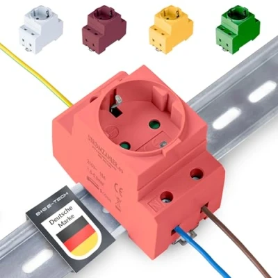 Imagen de enchufe Schuko [GS16] para carril Hutschriene 16 A 230 V 2P+E empotrable armario de distribución, contador, protección contacto montaje en riel soporte