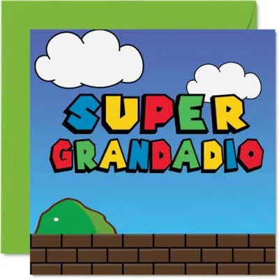 Imagen de tarjetas de cumpleaños para abuelo, Super Grandadio, divertida tarjeta feliz abuelo parte nieto, nieta, regalos felicitación broma