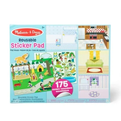 Imagen de Melissa &amp; Doug Álbum de Pegatinas Reutilizables, Casa Juguetes, Pasatiempos niñas 3 o más, Cuaderno Actividades y Juegos creativos, Multicolor (4197)
