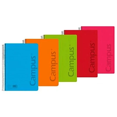 Imagen de Pack 5 Cuadernos Libretas Espiral Tapa Plastico Polipropileno A5 90 gramos 80 Hojas 1 Raya Horizontal