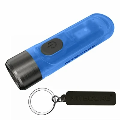 Imagen de Nitecore Tiki GITD azul 300 lúmenes cuerpo luminoso USB C recargable EDC llavero linterna con etiqueta