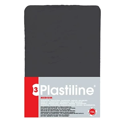 Imagen de Plastiline 7955T Placa de Plastilina Masa para Modelar, Alta Precisión Modelado, Esculpido, Moldeado Dureza 3 (media) 750g Color Negro. Fabricado en Francia