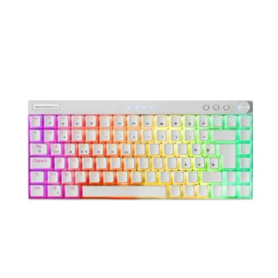 Imagen de Mars Gaming MKCLOUD, Teclado Mecánico Inalámbrico RGB Blanco, Ultra Compacto 75%, Switch Outemu SQ Pro Azul, Idioma Francés