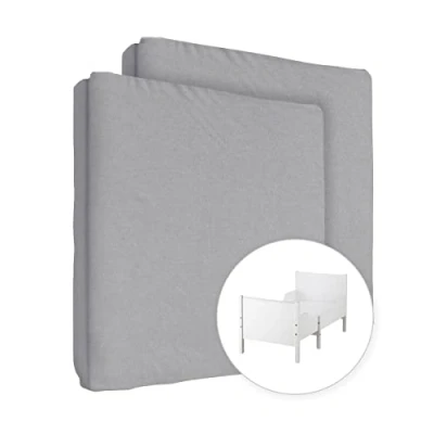 Imagen de 2X sábana Bajera Ajustable para Cuna de bebé 160 x 80 cm, 100% algodón (Gris)