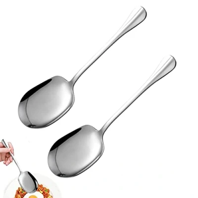 Imagen de 2 Piezas Cucharas para Servir de Acero Inoxidable,Cuchara Grandes Servir,Cucharas Buffet Restaurantes Hotel