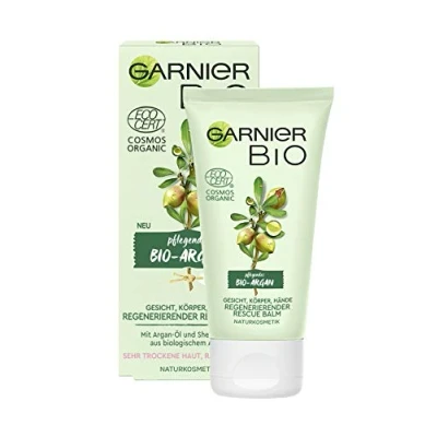 Imagen de Garnier Rescue Balm, regenerador con argán, cosmética natural, cuidado facial, cuerpo y mano aceite de argán manteca karité, orgánico, 50 ml