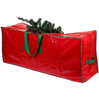 Imagen de SHATCHI Bolsa de almacenamiento para árbol Navidad artificial desmontado, capacidad hasta 2,75 m, material impermeable y duradero con cremallera asas transporte, Rojo