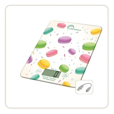 Imagen de LITTLE BALANCE 8718 Slim Acidulado USB R, Báscula de cocina sin batería, recargable USB, reparable, 5 kg, ácido