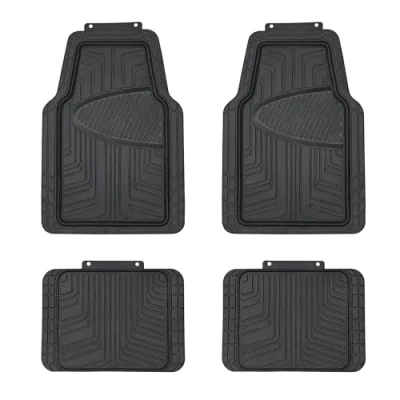 Imagen de Amazon Basics Alfombrilla de goma para coches, todocaminos y camiones hecha todas las estaciones, 4 unidades, Negro