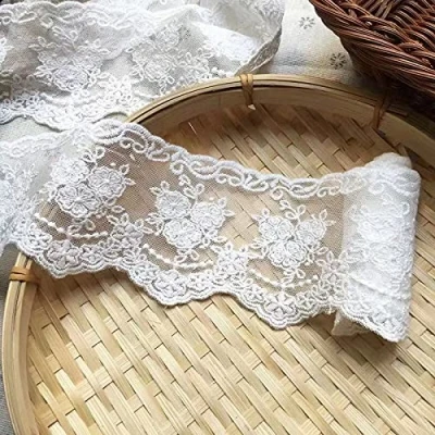 Imagen de Sourcemall cinta de encaje, delicada corona para manualidades, costura y decoración vestidos novia, 3.3 pulgadas ancho 5 yardas/lote (blanco)