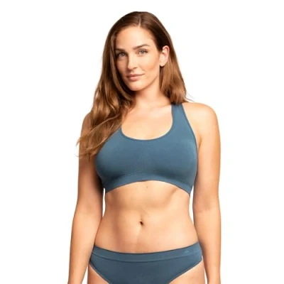Imagen de DANISH ENDURANCE Sujetador de Bambú para Mujer, Sin Costuras, Yoga, Aros, Relleno Extraíble, Azul, X Large/XX Large