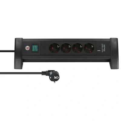 Imagen de Brennenstuhl Premium Office Line regleta de 4 enchufes con USB C PD 30W y A 18W (Made in Germany, Cable 1,8m e Interruptor, para el Escritorio) Negro