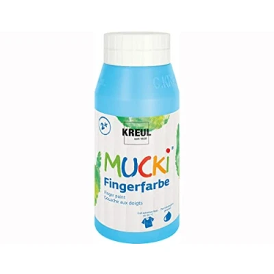 Imagen de KREUL 23213 Mucki Pintura Brillante para Dedos, Azul Claro, a Base de Agua, sin parabenos, Gluten, lactosa y Vegana, Lavable, Light Blue, 750 ml (1er Pack),