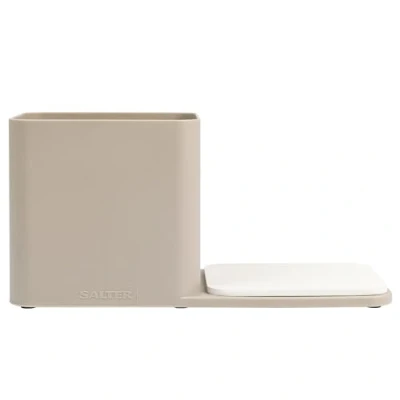 Imagen de Salter Organizador Fregadero LASAL71595WEU7 de la colección Warm Harmony, para cepillos y estropajos, Piedra Mineral Natural Que Seca rápido, 2 compartimientos, Agujeros desagüe, Beige, One Size