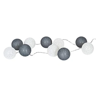 Imagen de levandeo Guirnalda de 10 luces LED con bolas algodón, color blanco y gris
