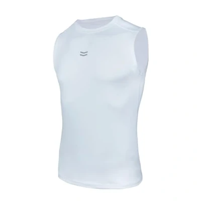 Imagen de AMZSPORT Camiseta de Compresión Sin Mangas para Hombre, Chaleco Gimnasio Secado Rápido Capa Base Correr Blanco XL