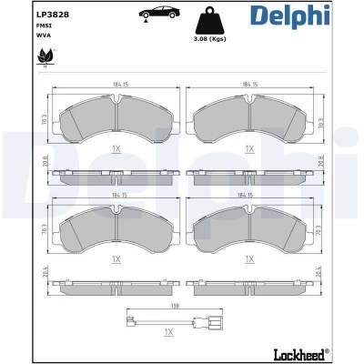 Imagen de Juego de pastillas DELPHI LP3828