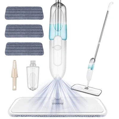 Imagen de Limpiaparabrisas con función de pulverización 3 Almohadillas Limpieza y depósito Agua 500 ml, mopa pulverizadora para Azulejos, Laminado, mármol, Madera Dura