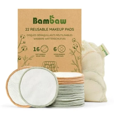 Imagen de Bambaw Discos Desmaquillantes Reutilizables con uno bolsitas de algodón para lavarlos Pack 22