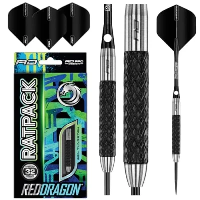 Imagen de RED DRAGON Rat 1: 32g Dardos de Tungsteno Punta Acero con Plumas y Eje