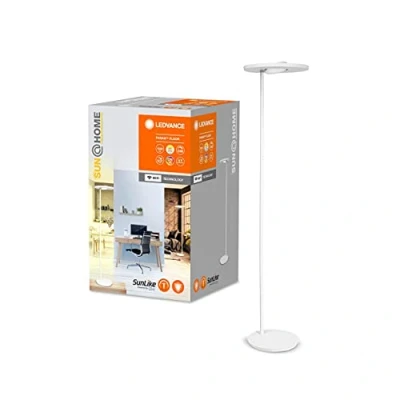 Imagen de LEDVANCE SUN@HOME LED Stehlampe weiß mit WIFI 40cm breit und 180cm hoch, 41W, 2000 Lm, Sonnenlicht bis Kaminfeuer(2200 5000K), CRI&gt;95, Standlicht Flurlicht Alexa, google oder per App bedienen