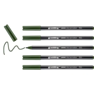 Imagen de edding 1300 rotulador de color trazo medio verde oliva x5 punta redondeada 2 mm para dibujar y escribir el colegio, mandalas, Bullet Journals