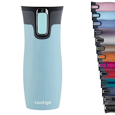 Imagen de Contigo , West Loop Autoseal Vaso Térmico Aislante De Acero Inoxidable Termo Para Café Sin B Unisex Adult, Azul (iced Aqua), 470 Ml