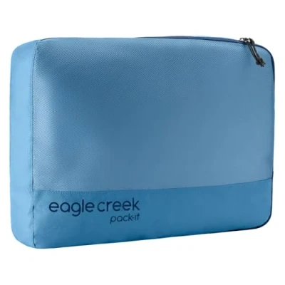 Imagen de Eagle Creek Pack It Reveal Cubos de embalaje grandes para viajes, tela duradera y resistente al agua con diseño cremallera en ángulo ventana malla frontal completa, azul amanecer