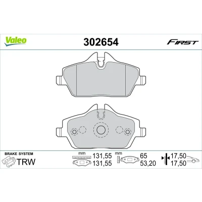 Imagen de VALEO 302654 Juego de pastillas freno Eje delantero excl. contacto avisador desgaste Chapa antichirridos MINI: Hatchback, Countryman, Clubman