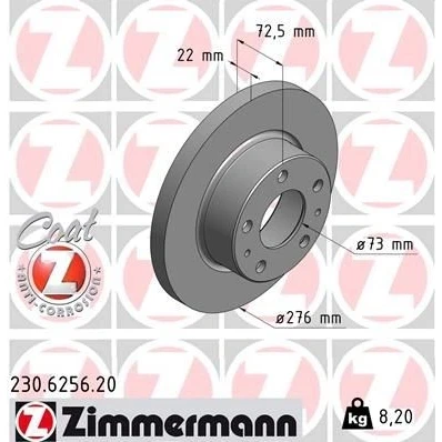Imagen de ZIMMERMANN COAT Z 230.6256.20 Disco de freno 276 22 7/5 5 118 macizo revestido IVECO: DAILY 3, 3 Kasten/Kombi