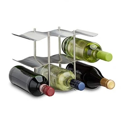 Imagen de Relaxdays Botellero Vino para 9 Botellas, Acero Inoxidable, Plateado, 22 x 27 16,5 cm