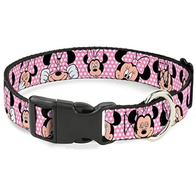 Imagen de Buckle Down Minnie Mouse Expresiones Lunares Rosa/Blanco plástico Clip Collar
