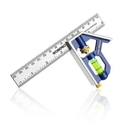 Imagen de WORKPRO 150mm Escuadra Combinada Ajustable, Regla de Ángulo Acero Inoxidable, Cuadrado Combinación con Nivel Burbuja, Recto para Carpintería, Herramienta Medición Multifuncional