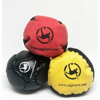 Imagen de Juggle Pro Juego de 3 Footbags Hacky Sack Clásicos en Ultra Suecia y Cuero Sintético, ideales para juegos estilo libre grupal