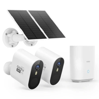 Imagen de AOSU Camara Vigilancia WiFi Exterior Solar, 5MP Camaras de sin Cables, Visión Nocturna Colorida, Vista 166, Audio Bidireccional, Detección Movimiento PIR, Resistente al Agua IP67