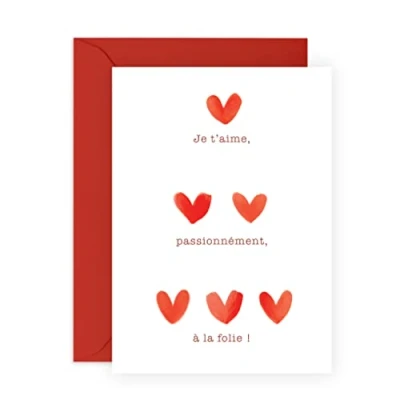 Imagen de Central 23 Carte d&#039;anniversaire pour femme JE T&#039;AIME, PASSIONNEMENT, A la FOLIE de voeux homme Saint Valentin ou anniversaire mariage lui, elle, mari, Par