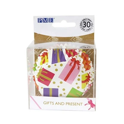 Imagen de PME BC806 Navidad Cápsulas para Cupcakes Forradas de Aluminio Regalos Envueltos (Set 30), Papel, Blanco
