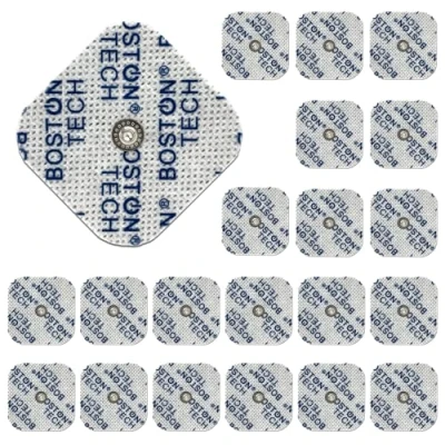 Imagen de Set de 20 electrodos Boston Tech. Pads Compatibles con Compex. Parches 5x5 cm para su Electroestimulador Reutilizables Óptima Adherencia. No Requiere Gel. ME80 (5x5 CM)
