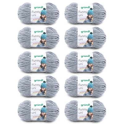 Imagen de Gründl Llanura Divertida tricotar y Ganchillo Funny Uni (Hilo de Chenilla Aterciopelado poliéster, 100 g / 120 m, tamaño Aguja: 5 6, 10 x g), Gris Claro, Grigio Chiaro, One Size, 1200