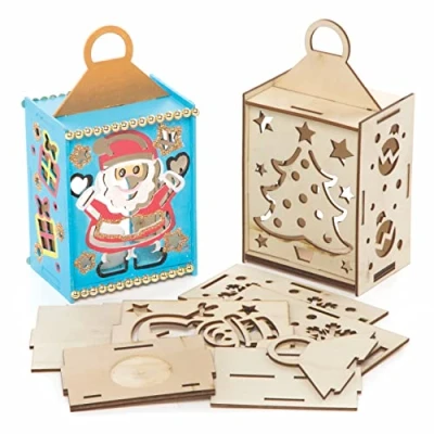 Imagen de Baker Ross FC144 Kits de Linterna Madera Navidad Paquete 3, Juego Manualidades para Niños, Actividades Creativas que los Niños Coloreen, Decoren y Exhiban
