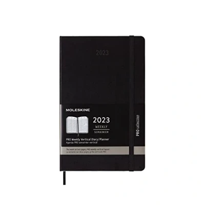 Imagen de Moleskine Agenda Semanal Profesional 2023, de 12 Meses con Diseño Vertical, Planificador Desglose Horas, Tapa Dura, Tamaño Grande 13 x 21 cm, Color Negro