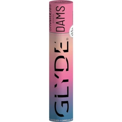 Imagen de Glyde Dams Strawberry Paños protectores de látex (4 unidades), color rosa, Rosa., 25cm x 15cm