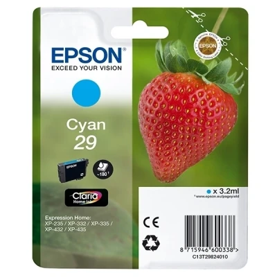 Imagen de Cartucho de tinta Epson 29 Cian Para Expression Home XP 235, 332, 335, 432, 435