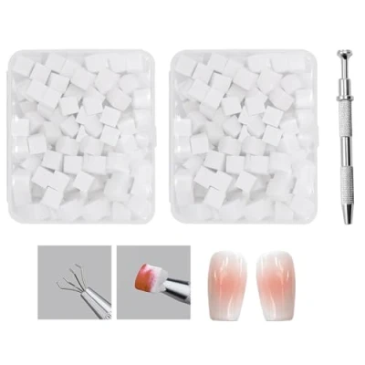 Imagen de YPYMOD 200 Esponjas para Decoración de Uñas, Herramientas Renderizado con Pinza, Cepillo Esponja, Diseño Uñas(Blanco)