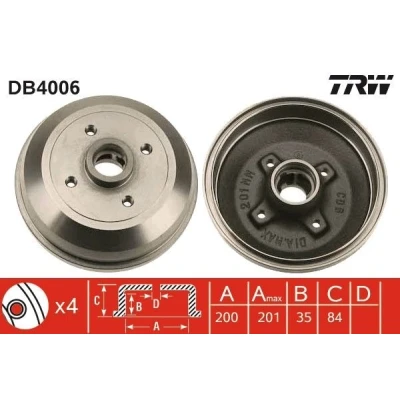 Imagen de TRW DB4006 Tambor de Freno 227,5 OPEL: Corsa B Hatchback, A CC, TR