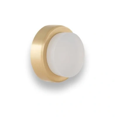 Imagen de EVI Herrajes Tope de Puerta Adhesivo para Pared/Manilla 24 x 14 mm Goma Blanca Laton Mate Incluye Tornillo + Taco Sujeción Mod. 04020524BTPMLMT